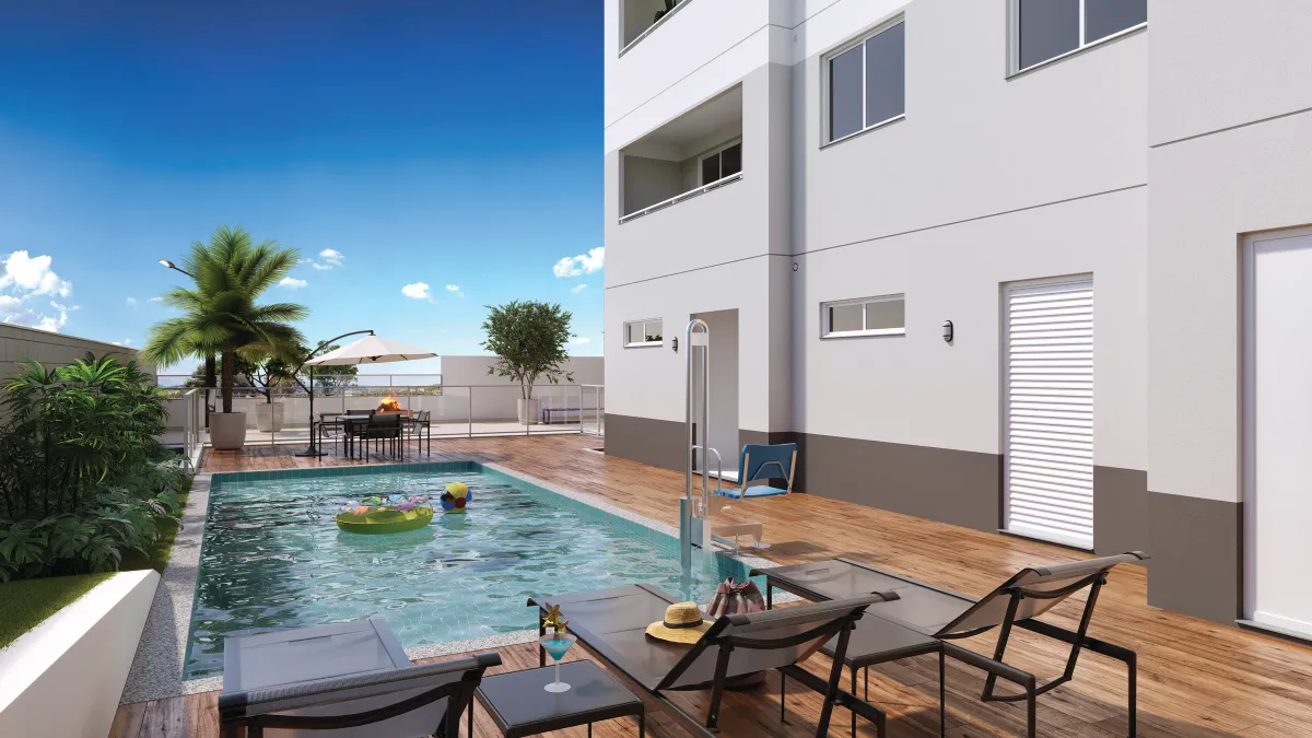 Piscina com deck
